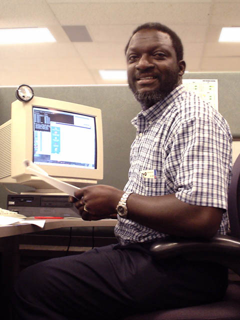 Mike George, cubicle, work
