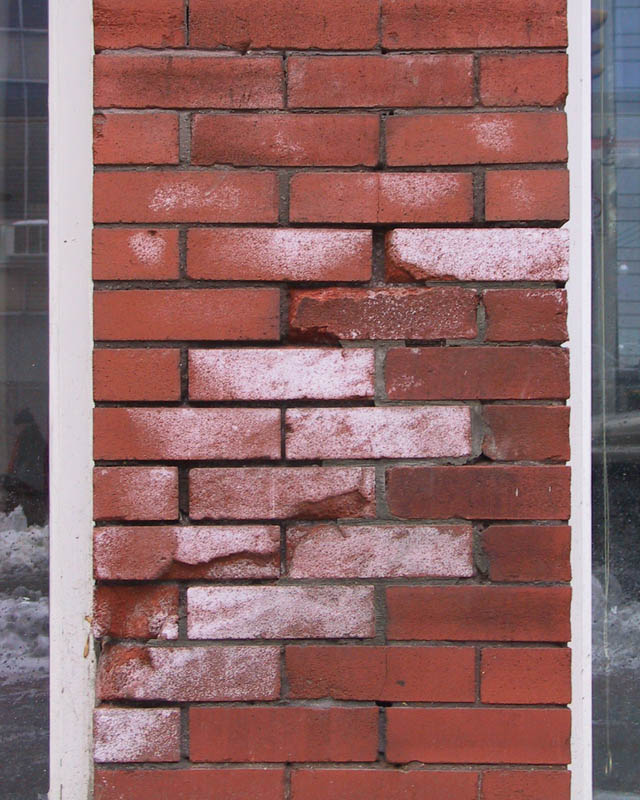 salt encrsuted bricks
