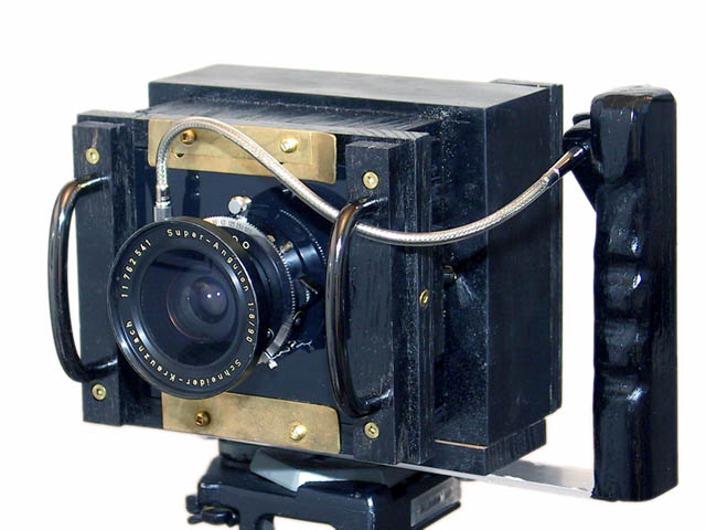 Front view of black wide angle 4x5 camera